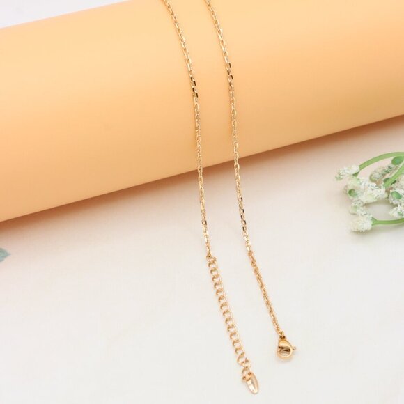 Rose Gold Necklace with Blue Stone Center & Adjustable Chain, XPNL0401 - Picture 9 of 12